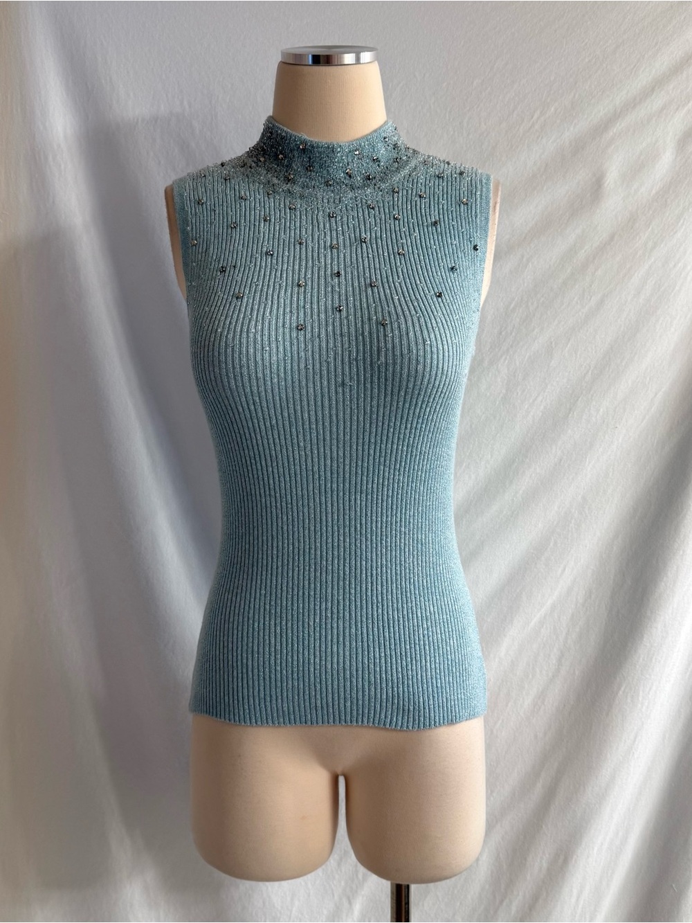 Vintage Y2K Beaded Metallic Knit Top